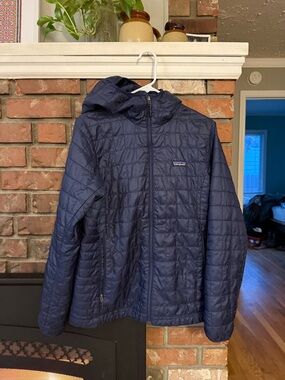 Large Patagonia Nano Puff Hoody Women's Jacket Navy